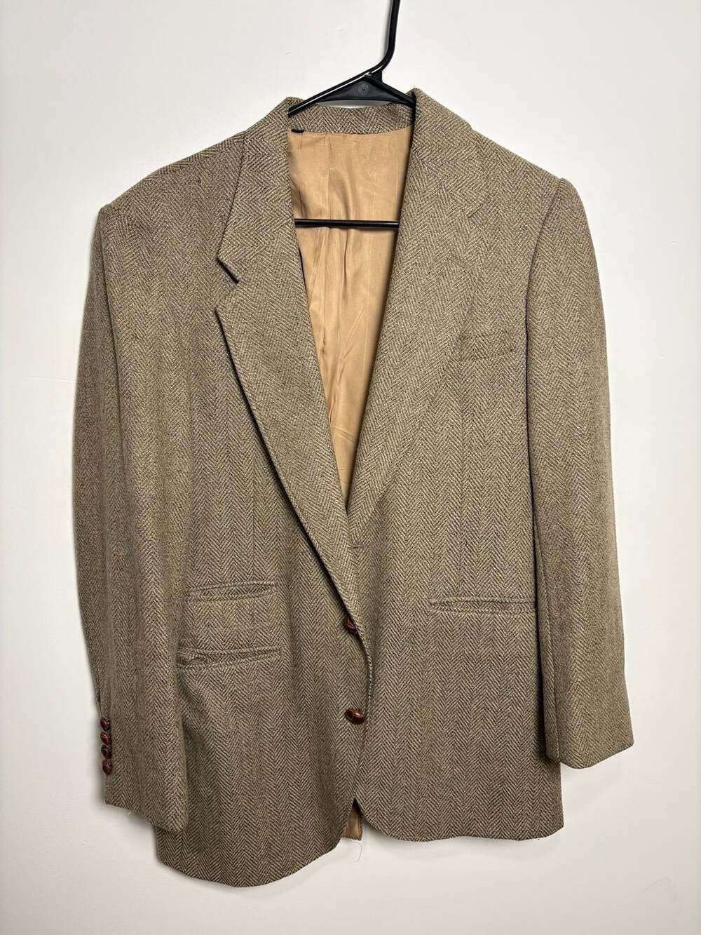 Bel-Air Clothes Men's Vintage Brown Herringbone Tweed Sport Coat Blazer